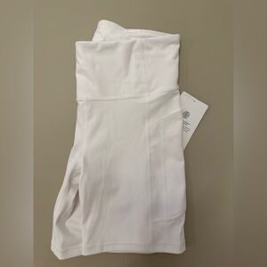 White High-Waisted Biker Shorts